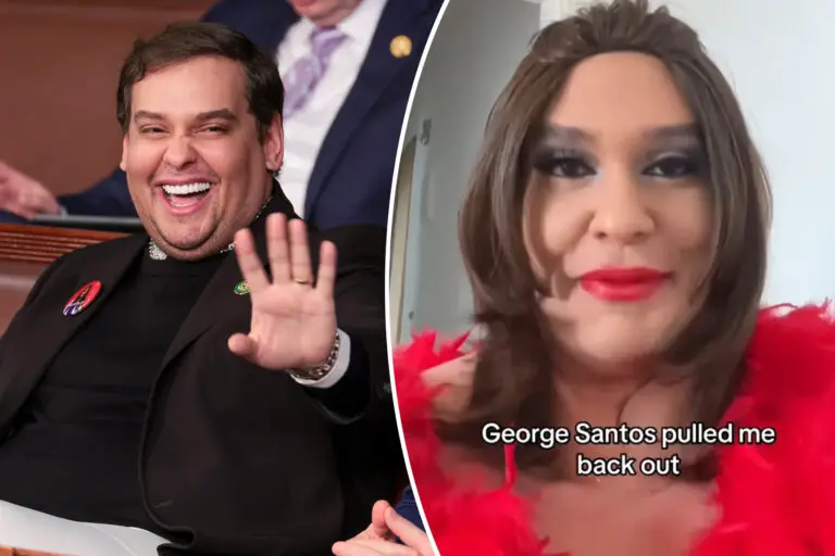 George Santos dons red lipstick, long wig and feather boa in drag queen revival on Cameo: ‘Where’s the zhush?’
